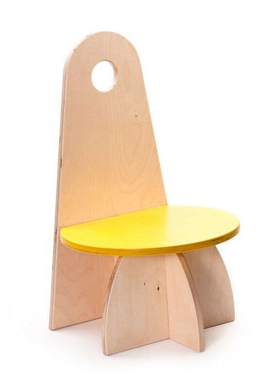 Blinq Houten Design Stoeltje Met Rugleuning Geel blinq kopen in de aanbieding