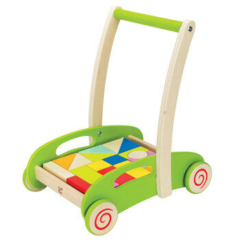 Houten Loopwagen Met Blokken Blokkenwagen Hape E0371 hape kopen in de aanbieding