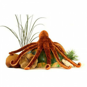 XL Roodbruine Octopus knuffel 70 cm