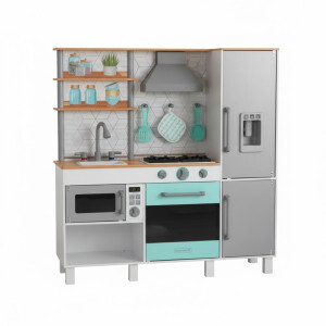 KidKraft Gourmet Chef Speelkeuken – Luxe Houten Keuken voor Kinderen – Rollenspel Keuken met Oven, Koelkast & Accessoires – Educatief Speelgoed voor Thuis & School