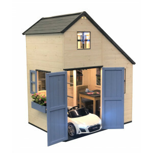 Houten speelhuis - Villa - 2 verdiepingen - met garage en slaapgelegenheid - FSC - EU product
