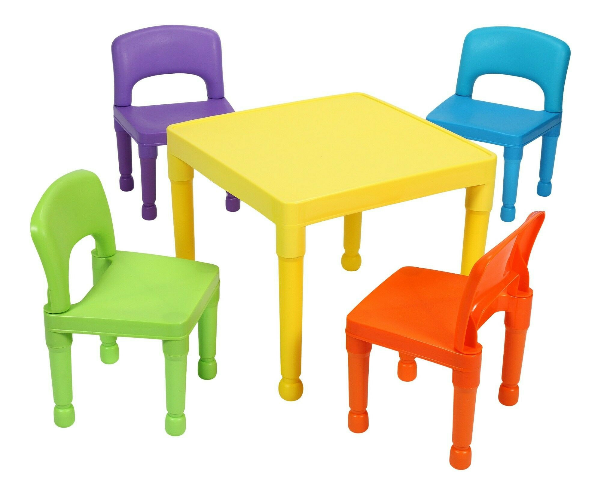 Super Kinder multi-gekleurde tafel en 4 stoelen set (8809N) | Per Sempre XN-91