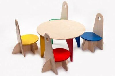 Blinq Houten Design Tafel Naturel Rond Met Gekleurde Poten blinq kopen in de aanbieding